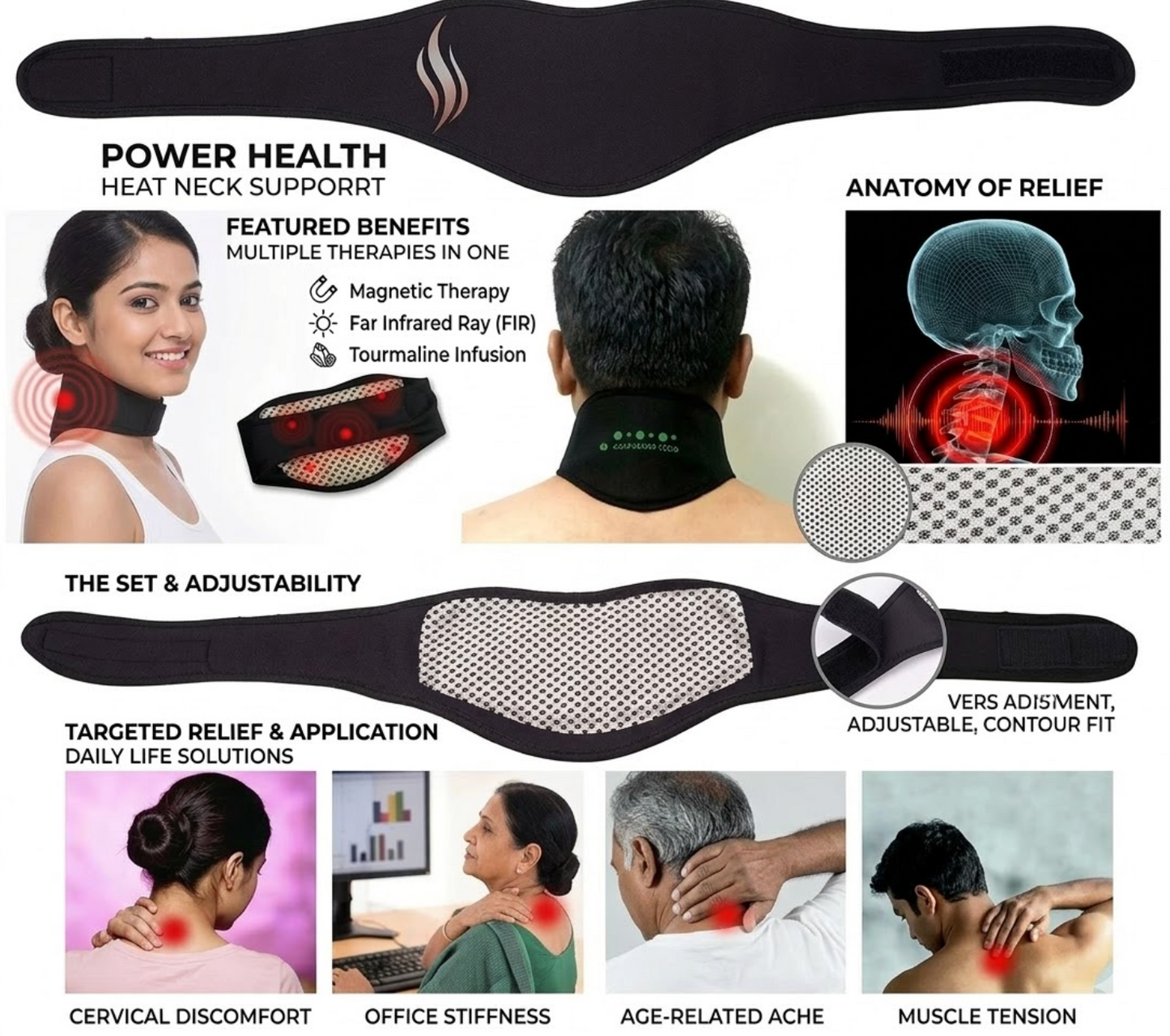 Self Heating Megnatic Therapy Neck Wrap Belt