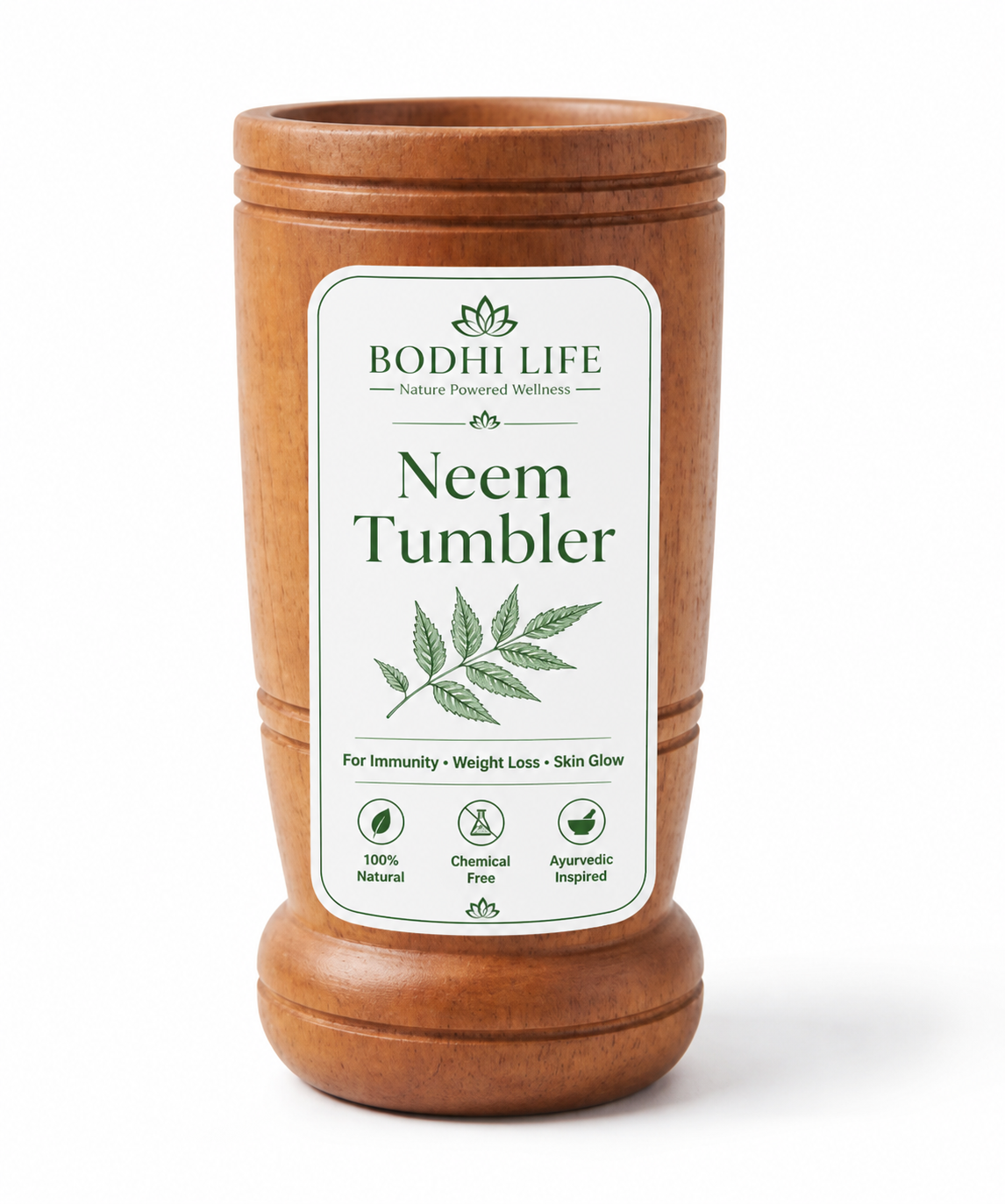 Bodhilife Neem Wooden Tumbler For Weight Management