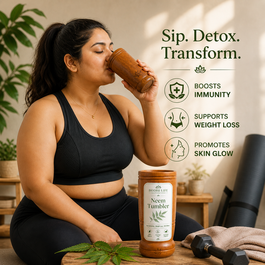 Bodhilife Neem Wooden Tumbler For Weight Management