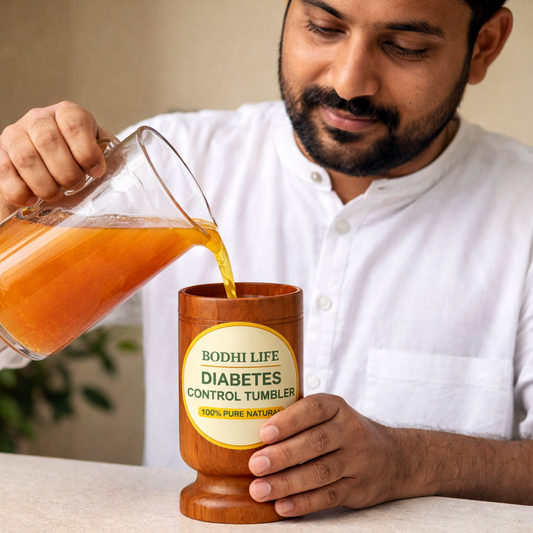 Ayurvedic Wooden Glass Tumbler For Sugar Management